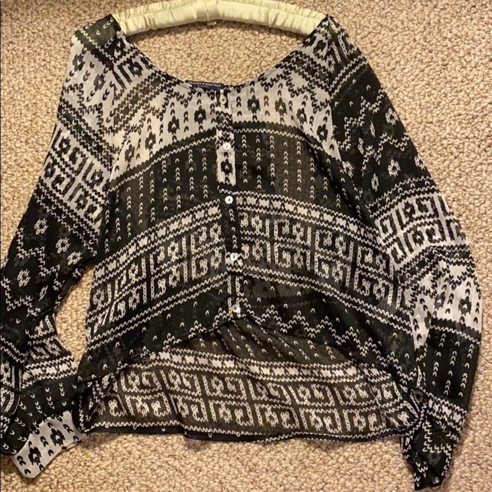 Sheer long sleeve high low one size fits all top